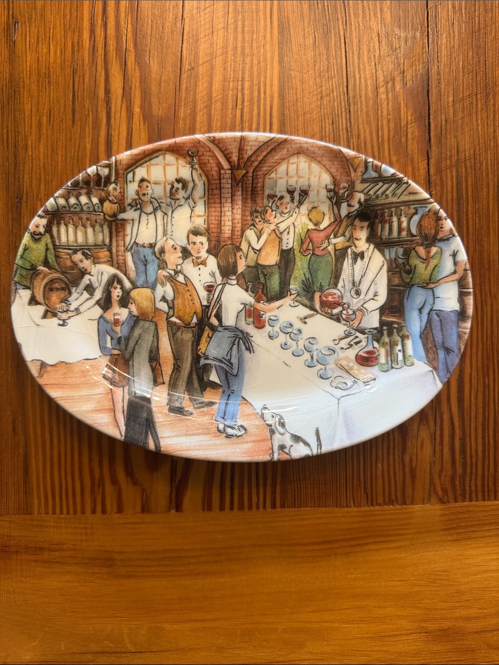 VTG Brunelli Italian Appetizer Plate Market Winery Scene Hand-Painted Ceramic 8"